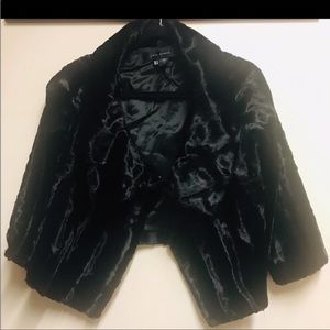 Zara Women Cropped Faux Fur Coat Black Size S